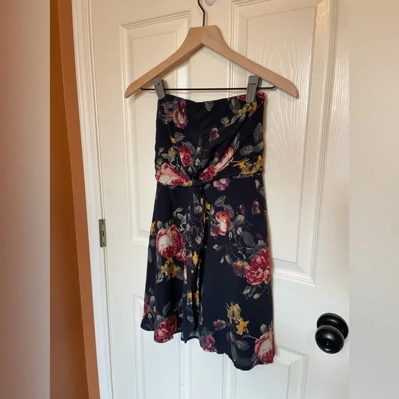 Lulus Strapless Navy Floral Mini Dress Size XS - Picture 11 of 14